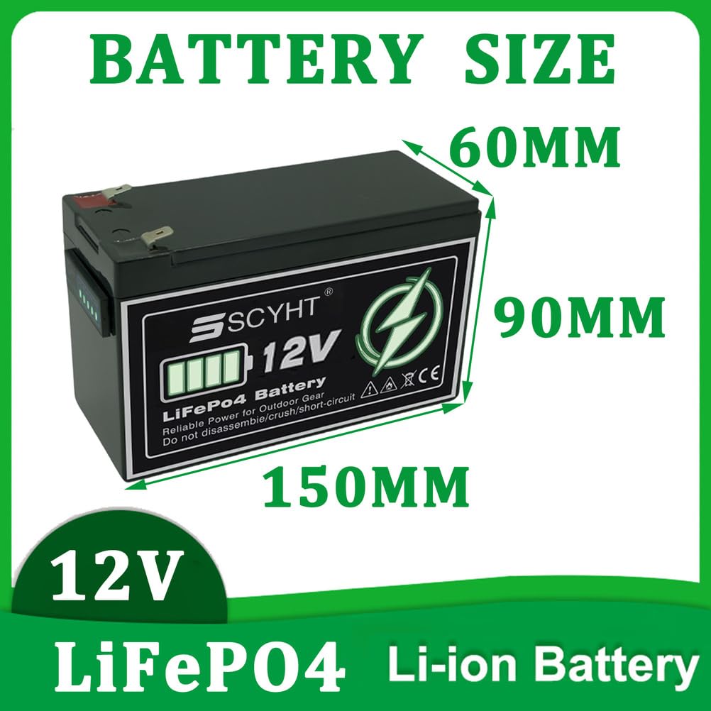 Batteria LiFePO4 12V 10Ah 6Ah 12Ah Batteria agli ioni di litio 12V Batterie ricaricabili 8Ah Batterie al litio per alimentazione di backup per motori 50W a 150W,12v12ah