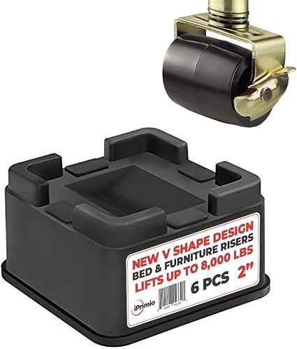 Miniatura 7 de iPrimio Elevadores de cama apilables, se adaptan a ruedas giratorias, redondos, elevadores de 3 pulgadas, paquete de 6 resistentes, hasta 5000