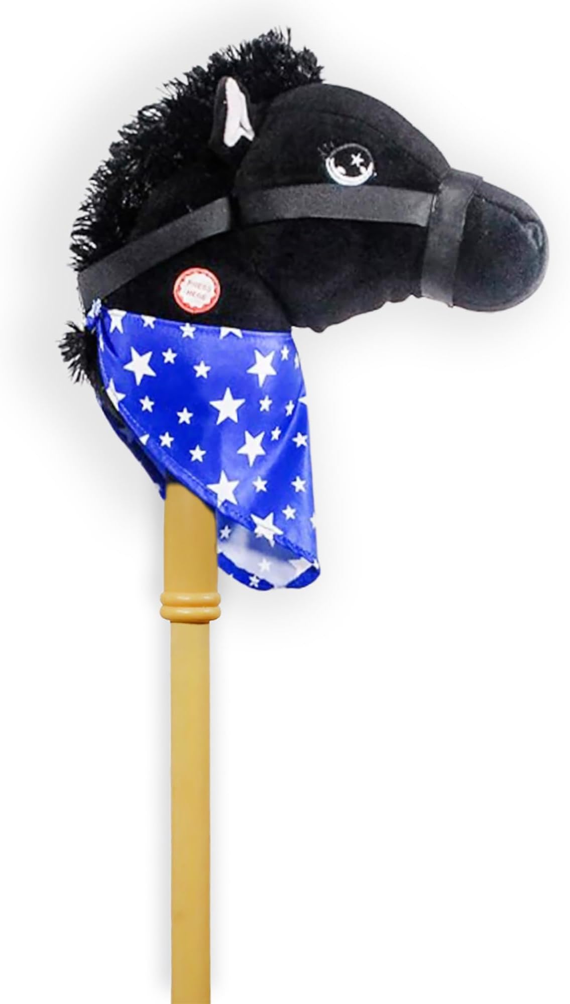 Ponyland: Music Stick Animal - Black Horse - Music Button, Sturdy Two-Piece Stick W/Colorful Soft Plush Animal Head, Pretend Play Toy, Kids Ages 3+