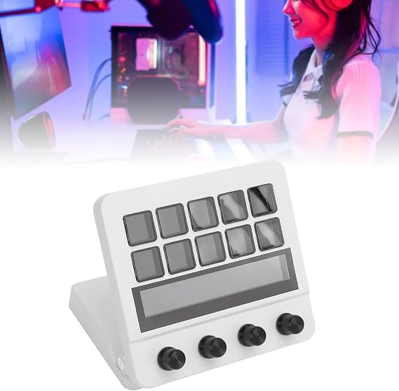 Stream Controller - Stream Control Deck مع 10 مفاتيح ماكرو ولوحة تحكم وأزرار LCD قابلة للتخصيص ولوحة مفاتيح Studio Control Deck للبث عبر الكمبيوتر الشخصي
