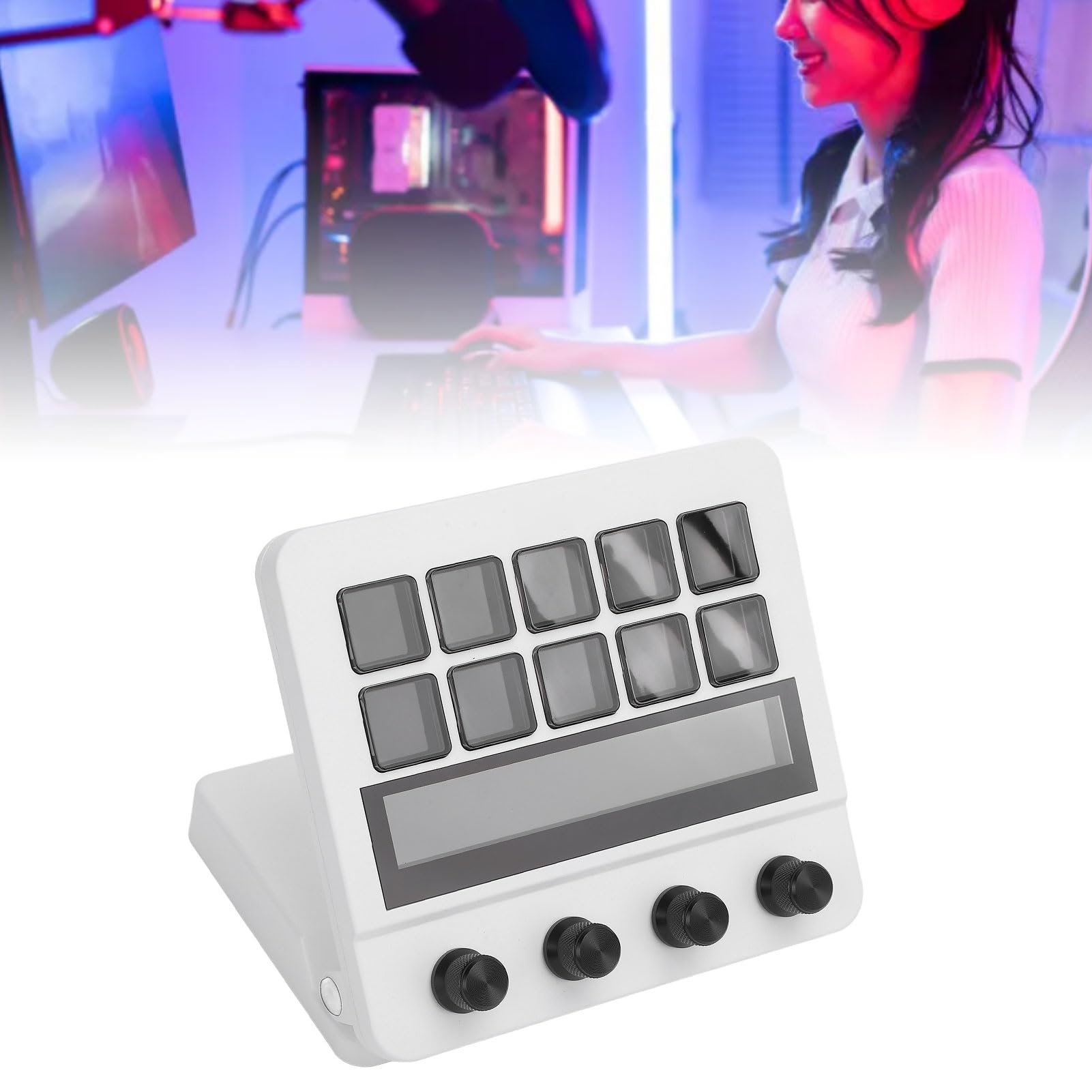 Stream Controller Deck, Anpassbare LCD -Tasten Stream Controller Stream Control Deck mit 10 Tasten -Dashboard -anpassungsfähige LCD -Tasten für PC -Streaming