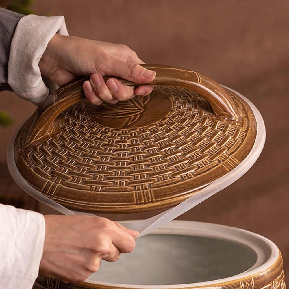 Vaso Per Riso In Ceramica Cinese, Barattolo Di Riso In Ceramica, Contenitore Alimenti, Dispenser Di Cereali Grande, Secchio Di Porcellana Per Alimenti Classico(33lbs/15kg)