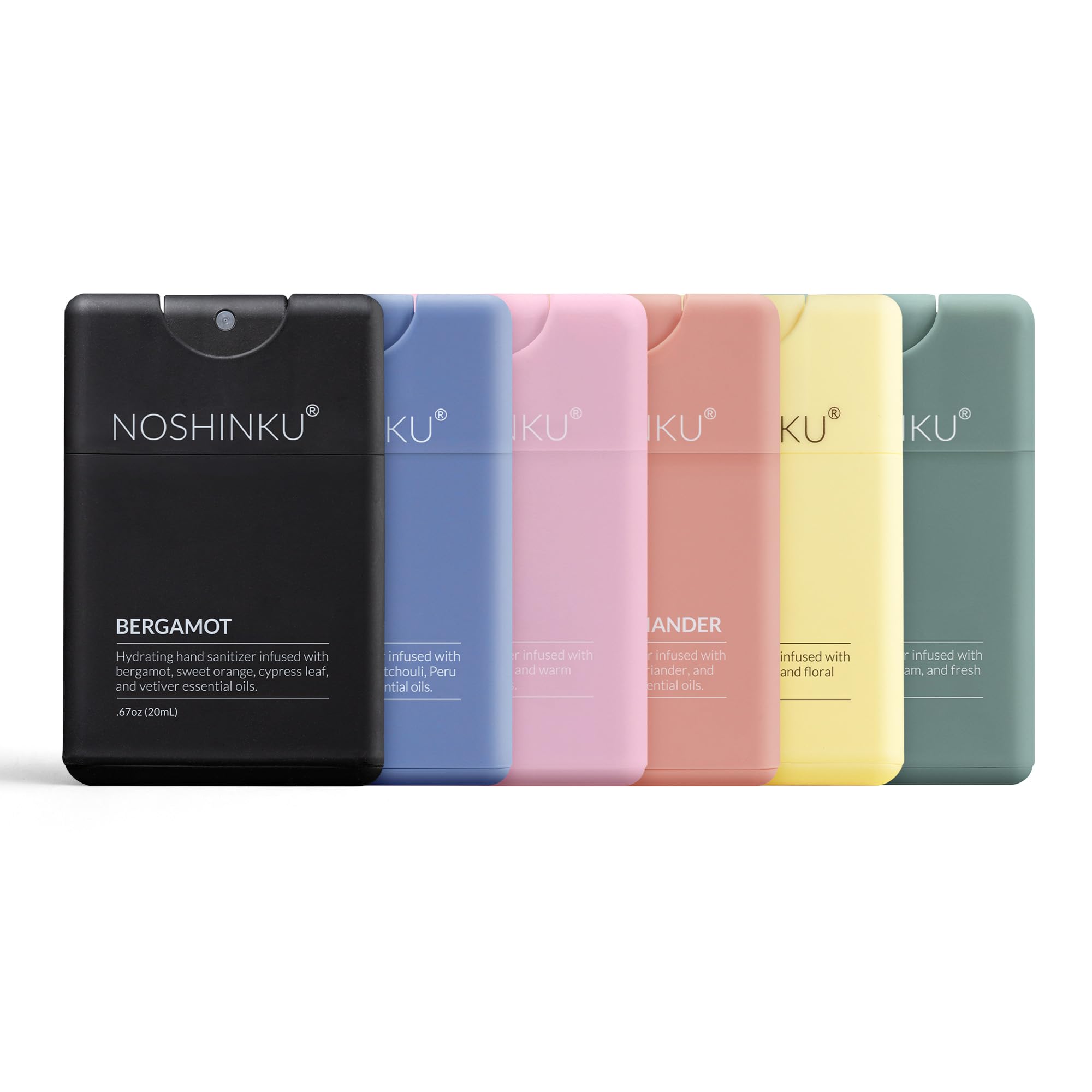 NoshinkuRefillable Hand Sanitizer Discovery 6-Pack, Travel Size Spray with Hydrating Botanical Mist, Natural Ingredients, All Natural Fragrances, Sugarcane-Derived Alcohol, No Parabens, No Dyes
