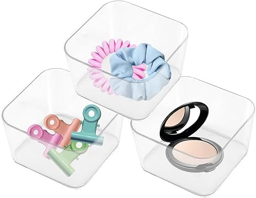 Miniatura 3 de Contenedor cuadrado de almacenamiento acrílico de 6 piezas, divisores de contenedores transparentes para organización de cajones de escritorio,