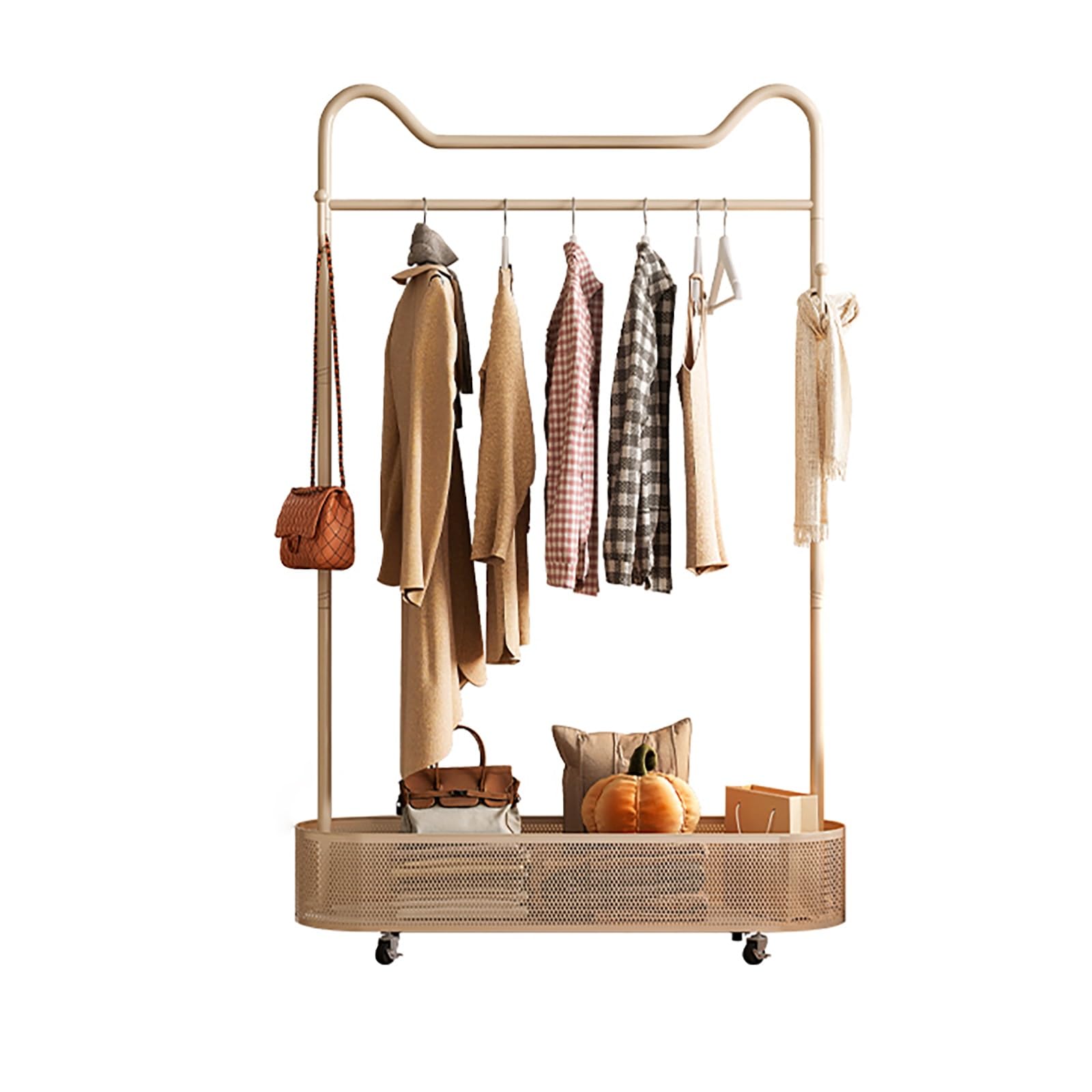 Portant à vêtements avec roulettes pour stopper le désordre de l'entrée