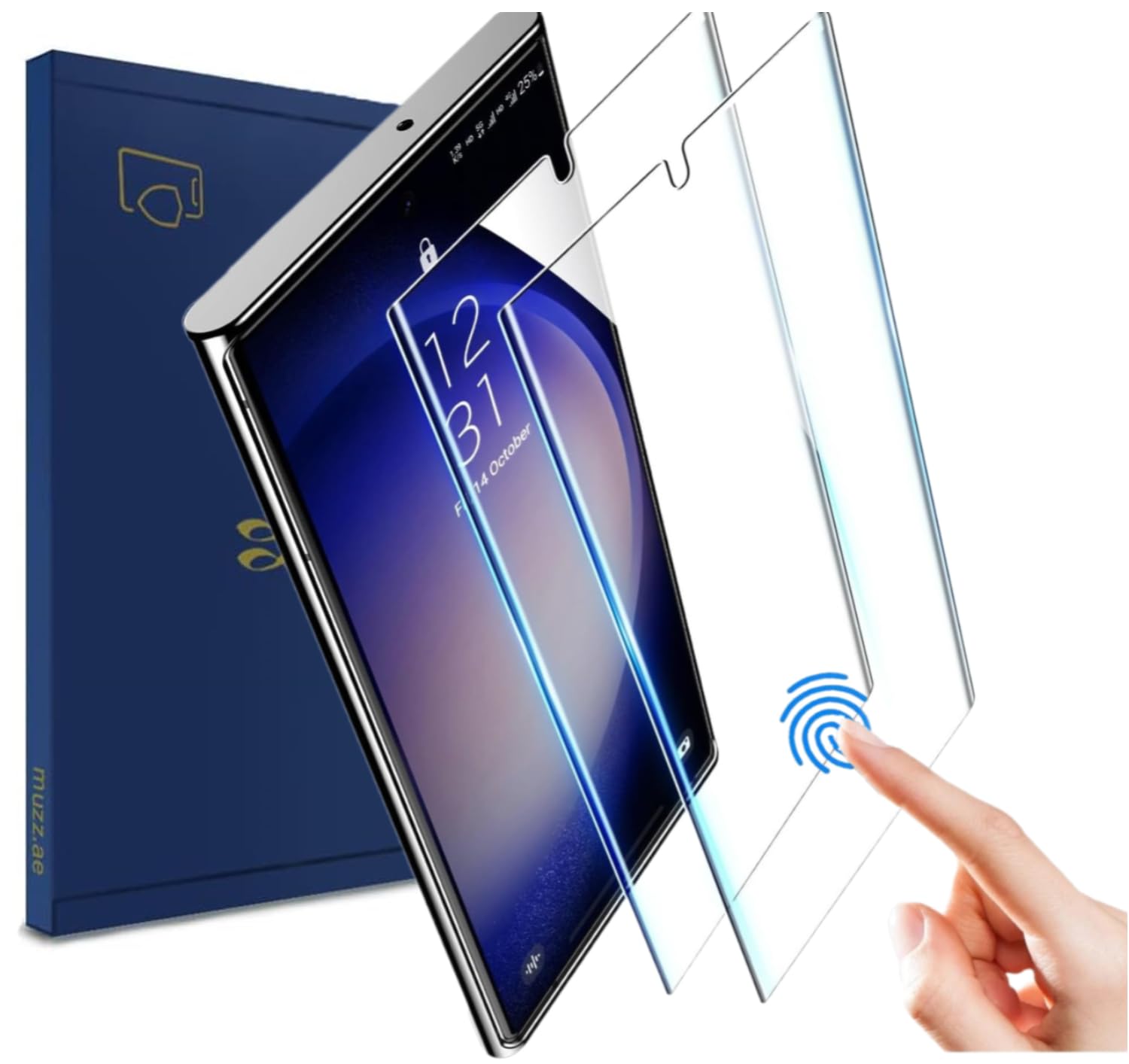 Muzz Fingerprint Support Screen Protector for Samsung Galaxy S21 Ultra,  Pack, HD Clear UV Tempered Glass (Galaxy S21 Ultra)