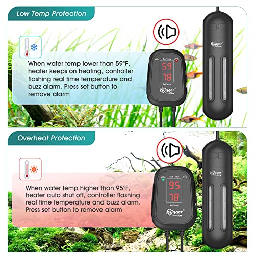 Hygger 800W Submersible Aquarium Heater With Digital Controller, Auto Shut Off Fish Tank Heater For 106-211 Gallon Freshwater/Saltwater Reef Tank #TOP23