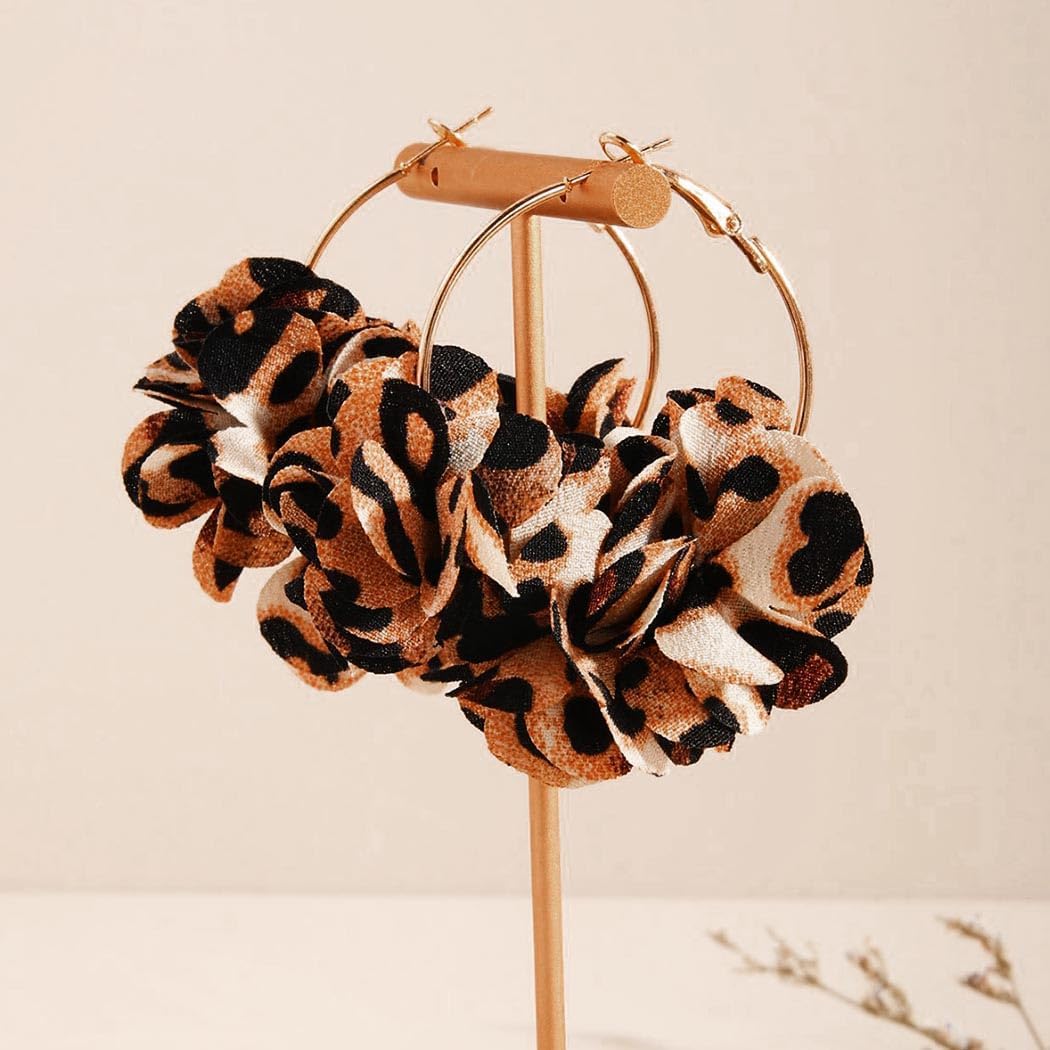 Colorful Flower Earrings White Floral Hoop Earrings Elegant Camellia Huggie Earring Jewelry for Women - Image 6