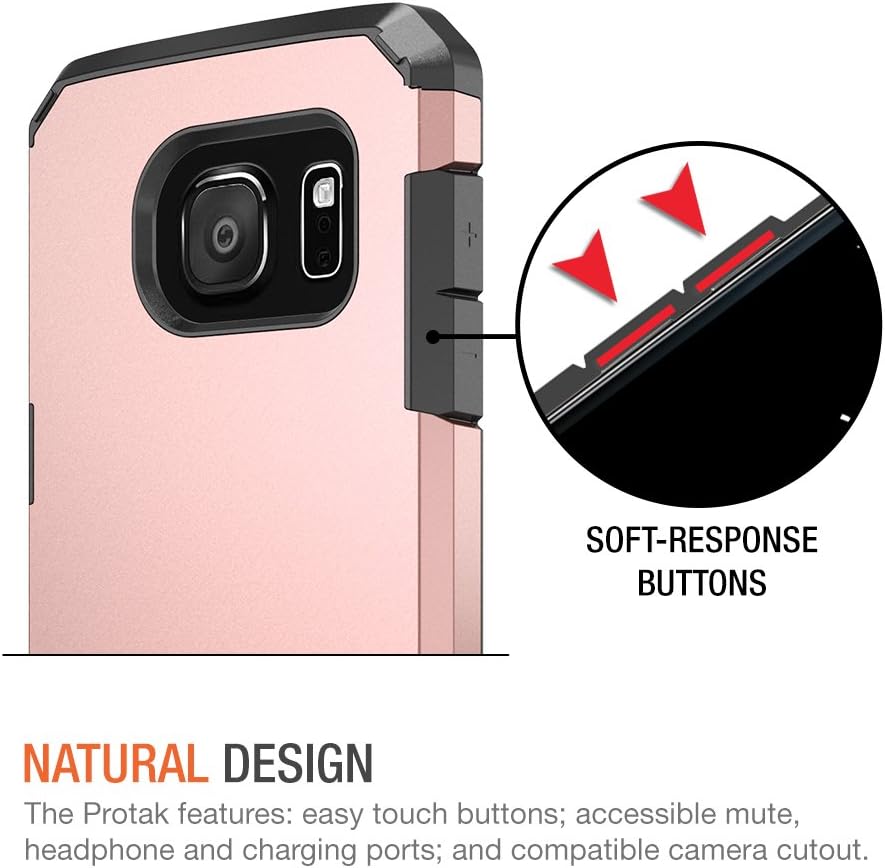 Galaxy S7 Case, Trianium [Protak Series] Ultra Protective Cover Case for Samsung Galaxy S7 [Rose Gold] Dual Layer + Shock-Absorbing Bumper Hard Case