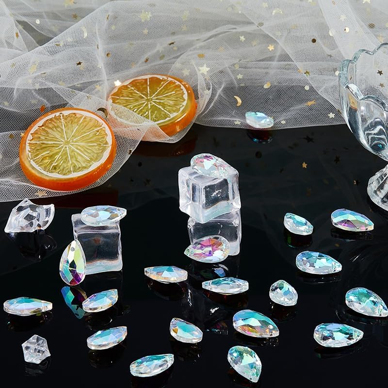 SUPERFINDINGS 50 Pcs Teardrop Crystal Charms Glass Charm Pendants Beads Water Drop Charm Beads for Bracelet Earrings Necklaces Jewelry Making with Hole 1.8mm - Image 4