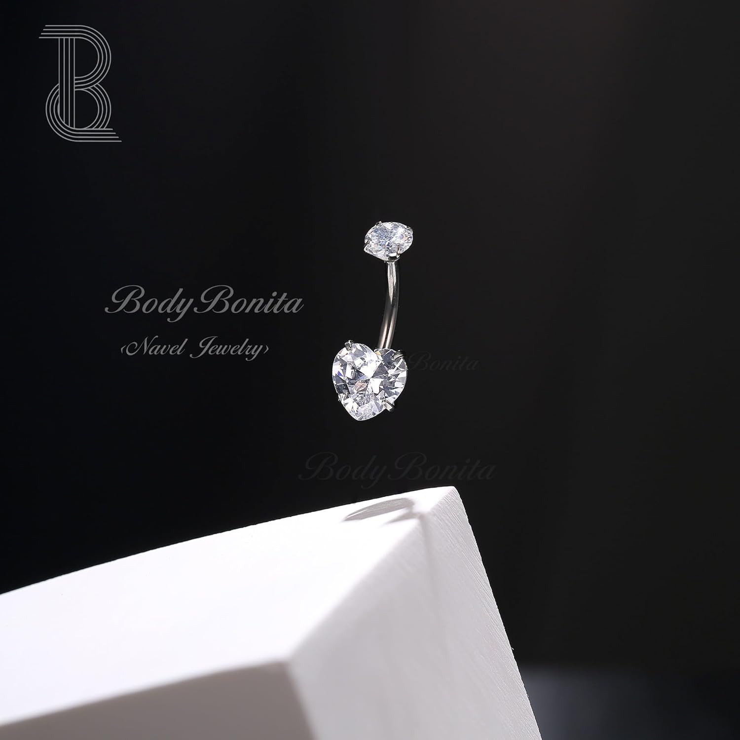 BodyBonita G23 Titanium Belly Button Rings - 14G Internally Threaded 14mm Belly Ring Round Square Star Teardrop CZ Navel Rings for Women - Image 5