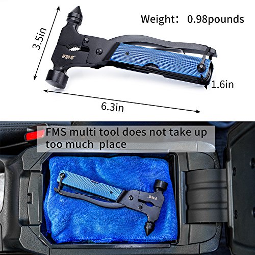 Fms Stainless Steel Multi Tool, Portable Multi-Functional Hammer Kit With Nylon Belt Pouch For Car Emergency, Camping, Household #TOP5