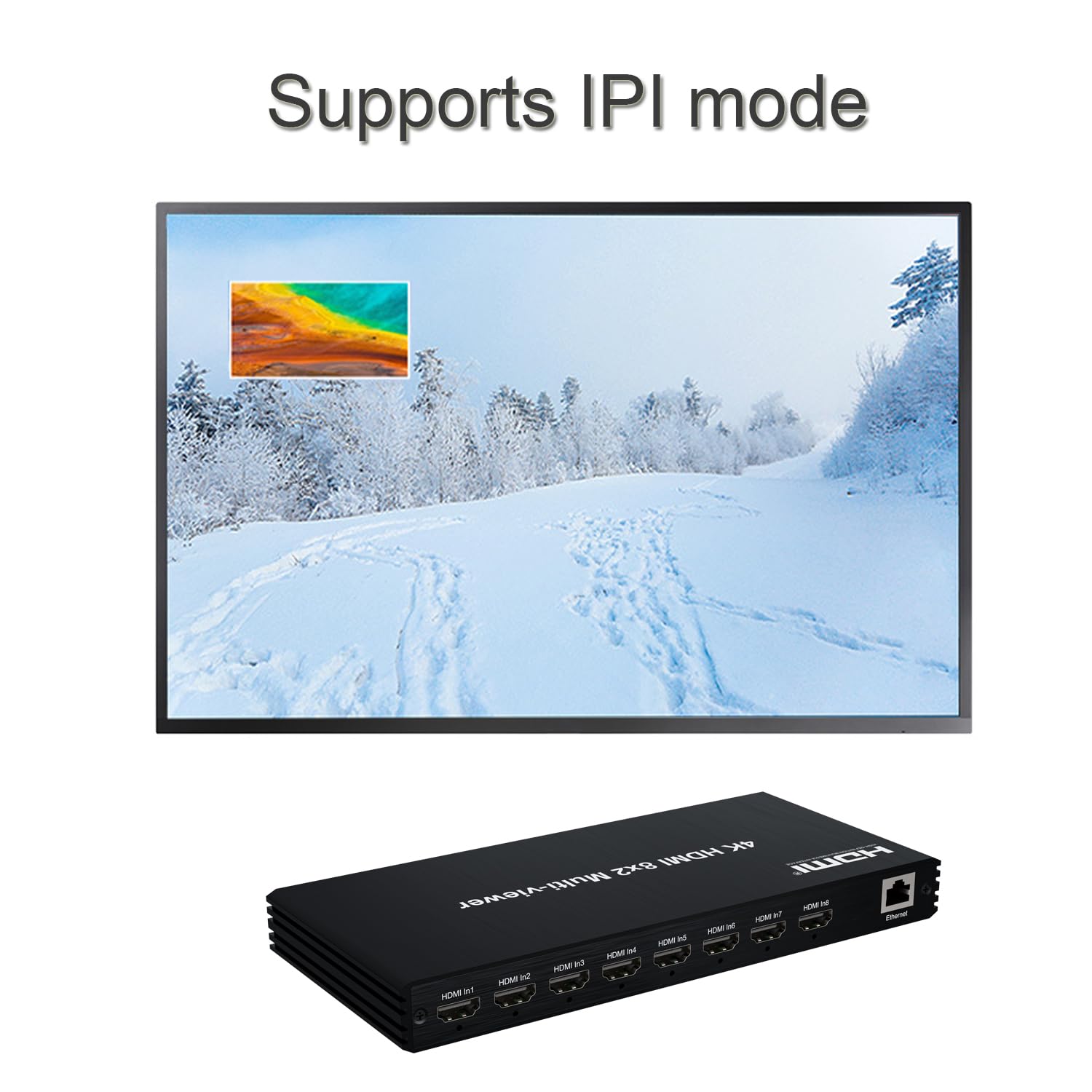 HDMI Matrix 8x2 4K @ 60Hz Multiviewer Switch Splitter 8 Ingressi 2 Uscita output aggiuntivo per l'audio, SPDIF e jack da 3,5mm con telecomando IR