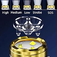 Vista 3 de Mini Flashlight, German Mini Flash Super Power Flashlight, Flashlights High Lumens Rechargeable, Waterproof Handheld Spot Light (Black+Silver)