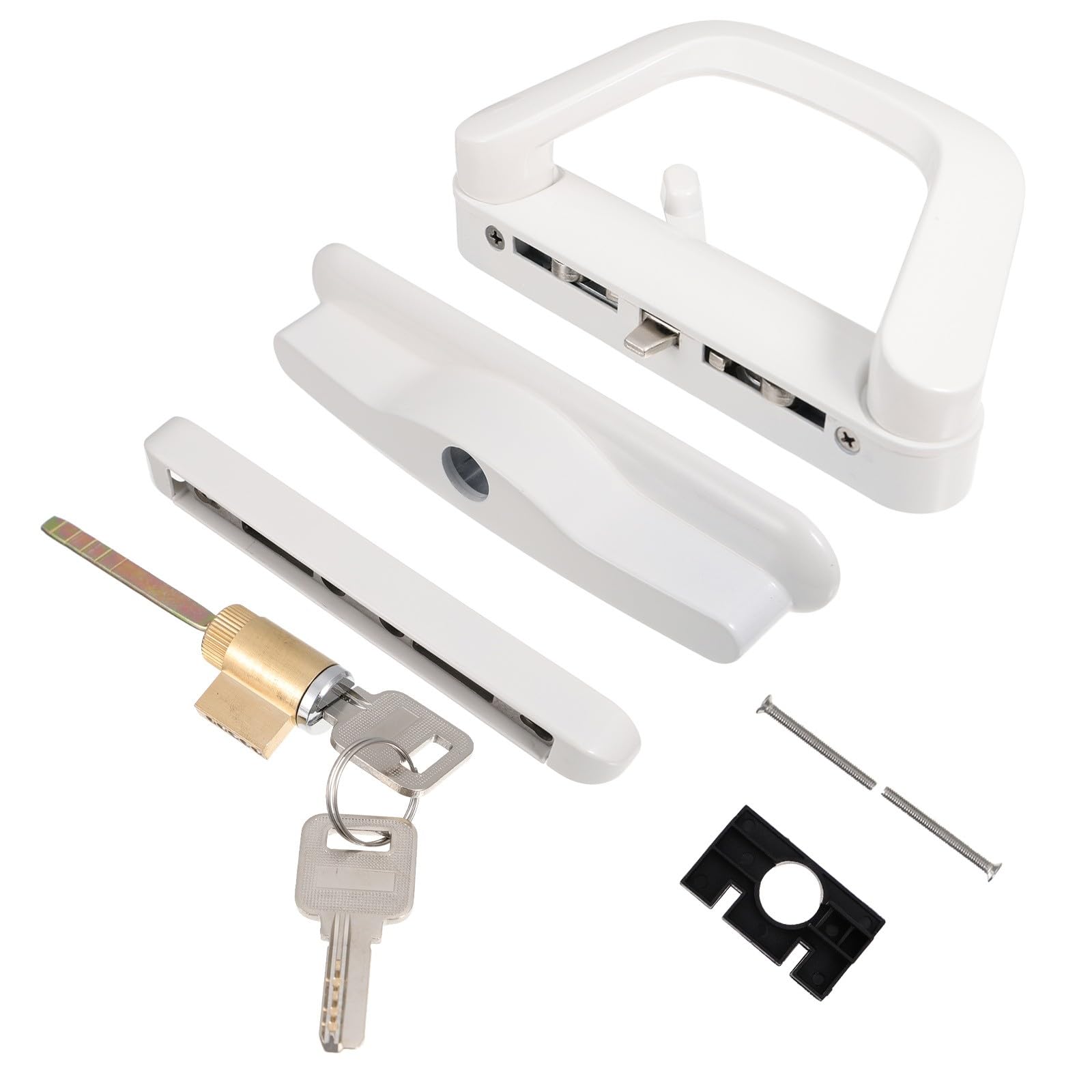 Kit serrure porte coulissante alu bois bicolore avec verrou de securite interieur facile a poser