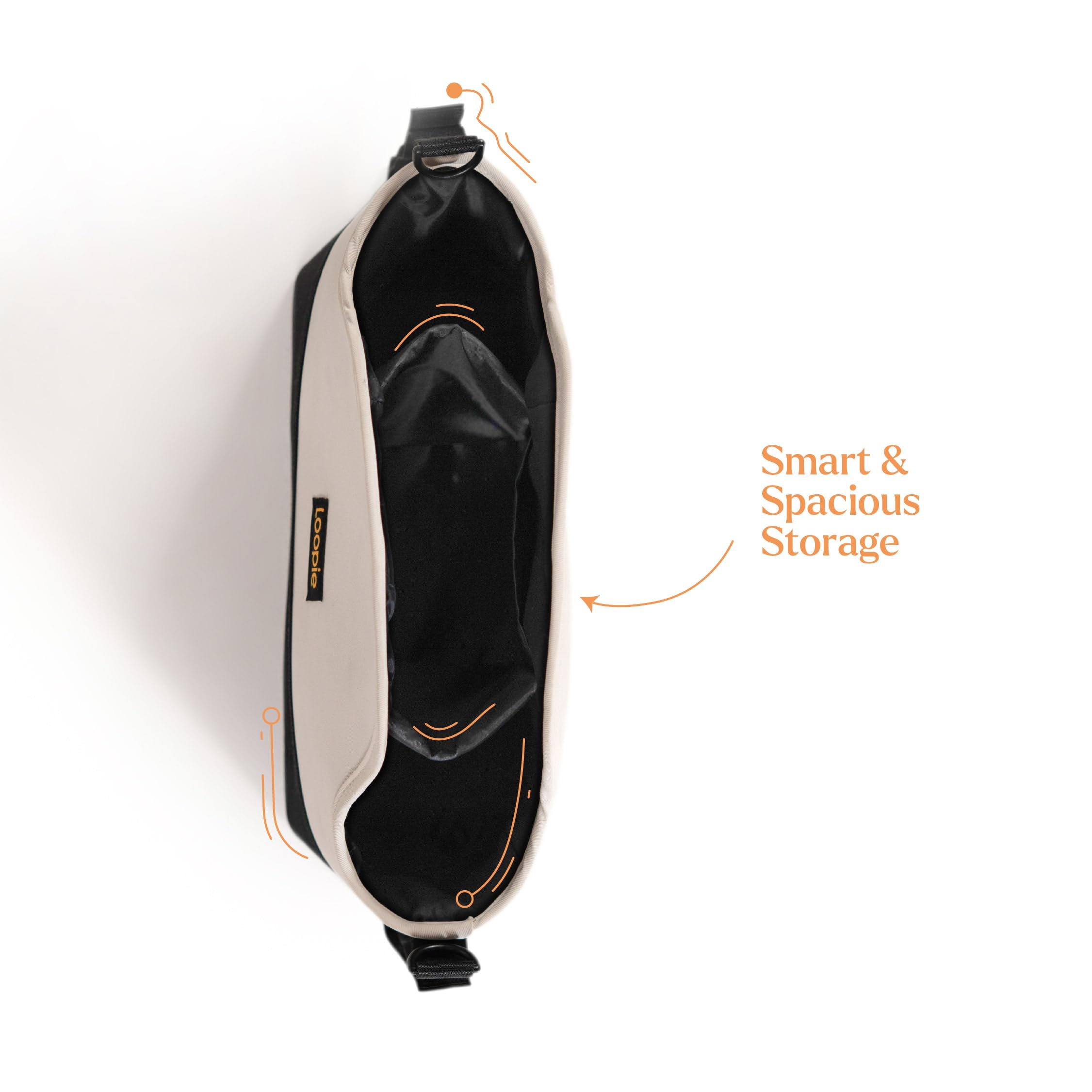 Loopie Organiser Bag Baby Stroller Organiser Bag | Caddy Bag | Universal Fit | Magnetic Closure | Ivory Marble 3