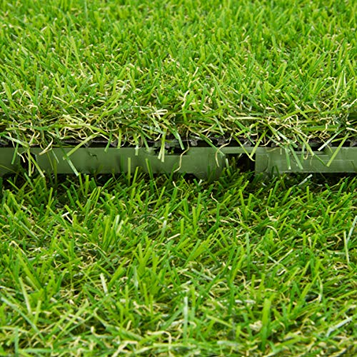 Waterproof Outdoor Turf Grass For Pets Indoor/Outdoor 1X1 Artificial Grass Tile Set For Backyard, Patio, Garage, 1' X 1', Green #TOP7