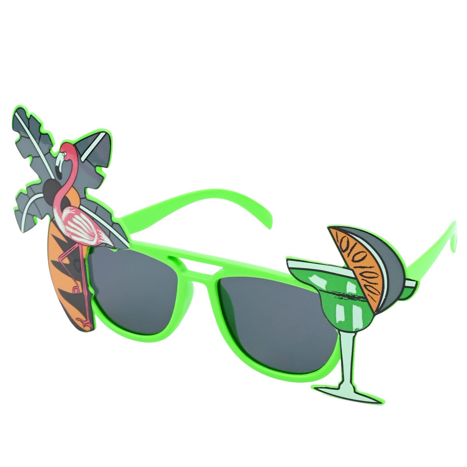 Funny Hawaiian Glasses Luau Party Sunglasses Tropical Sunglasses Novelty Beach Party Glasses Fancy Dress Photo Booth Props for Adults Kids Summer Party