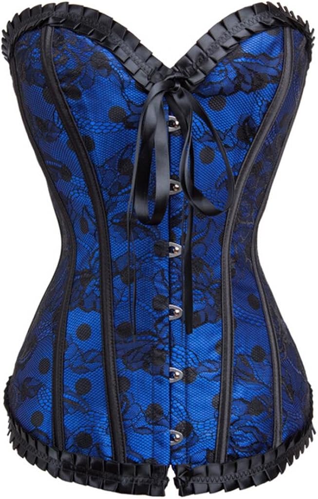 Alivila.Y Fashion Womens Vintage Floral Denim Overbust Corset Bustier Top: Clothing, Shoes & Jewelry