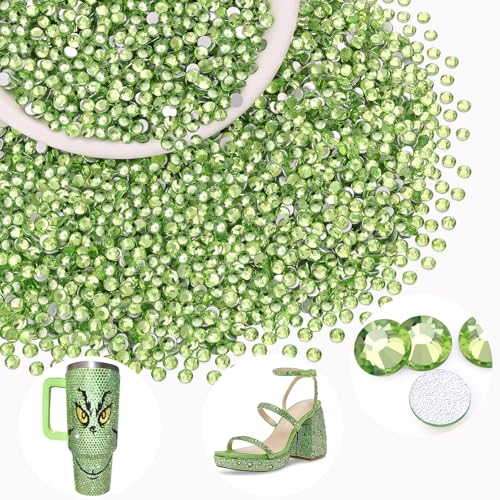 2500PCS SS10/2.8mm Crystal Glass Rhinestones for Bedazzling (Peridot)