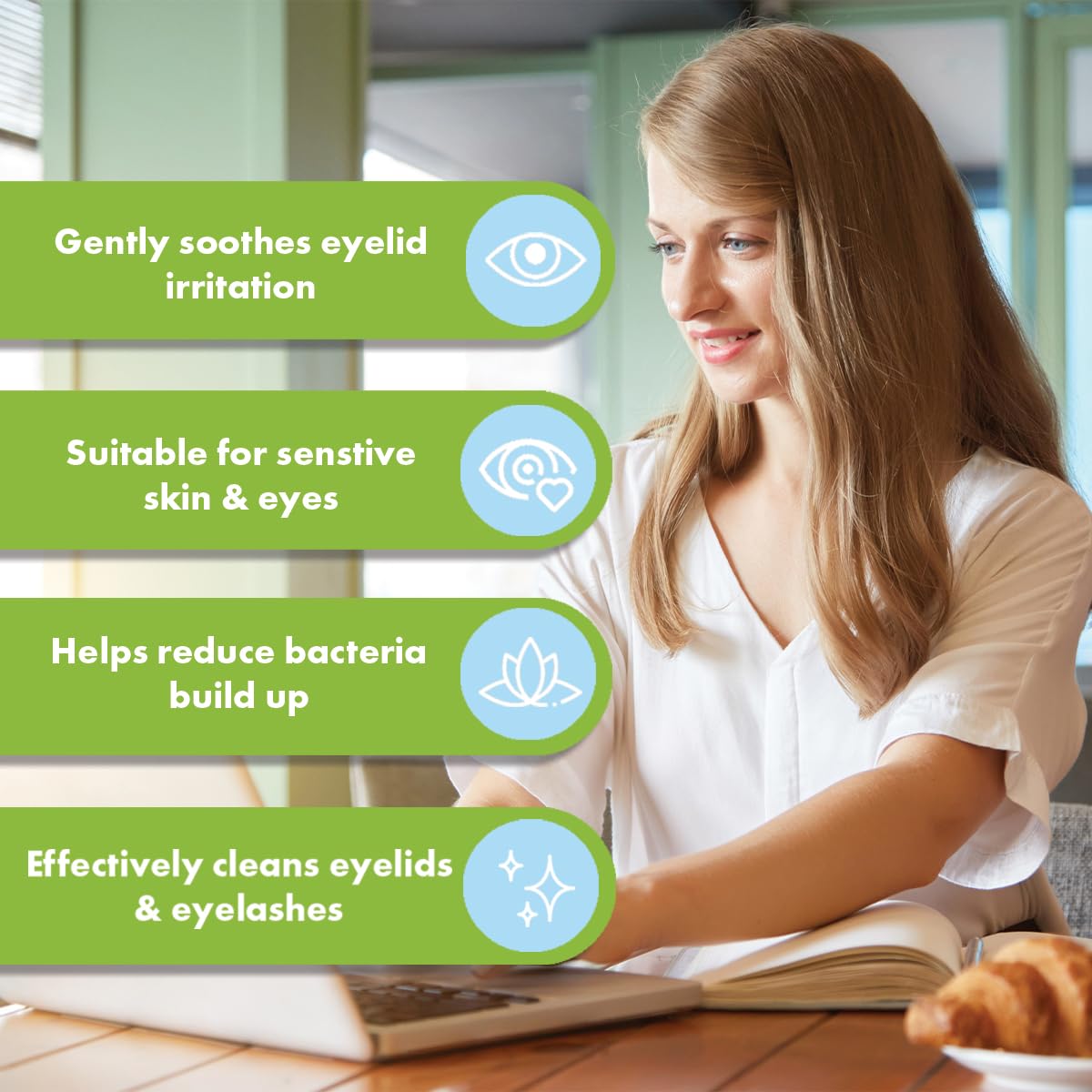 Revolutioneyes Salviette Per Palpebre – 30 Salviette Monouso Per La Pulizia Delle Palpebre, Adatte Per Secchezza Oculare, MGD E Blefarite - Salviette Sterili Per Occhi, Senza Detergenti E Conservanti