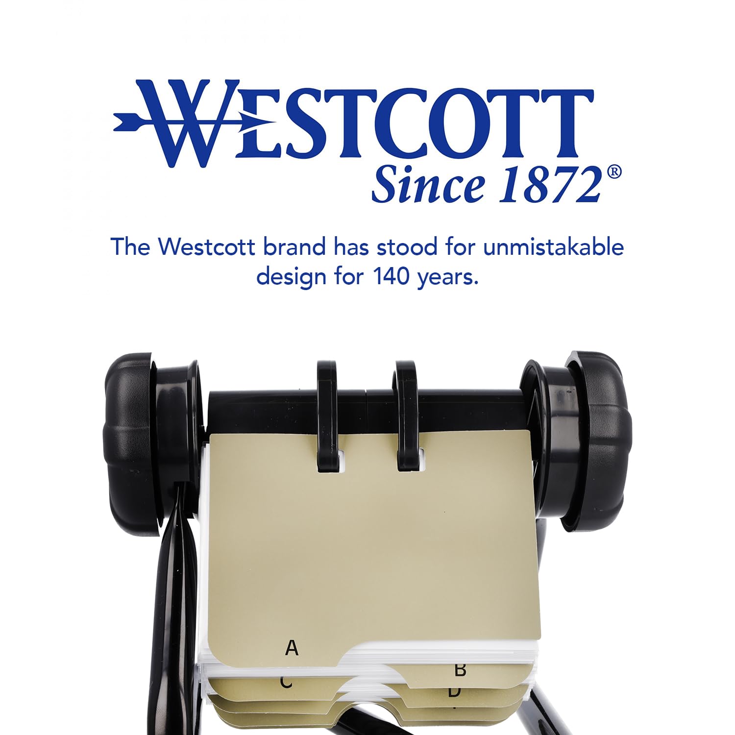 Westcott Biglietto di auguri per biglietti da visita | Cartellino rotativo con 200 custodie per 400 biglietti da visita | Registro A-Z per ordinare chiaramente le carte | E-744539 00