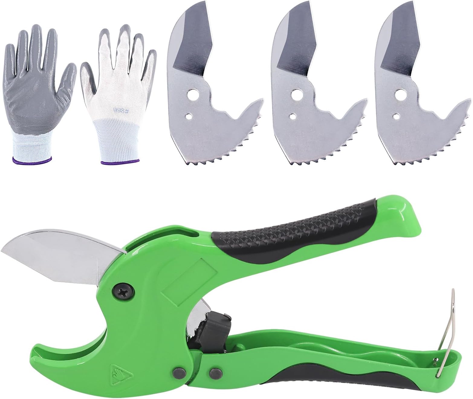 Professional PVC Pipe & Tube Cutter Tools Kit Including 3 Spare Blades, Glove for Cutting O.D. up to 1-5/8 Inch Plastic PEX, PVC, and PPR Pipe, Ideal for Plumbers, Repairer