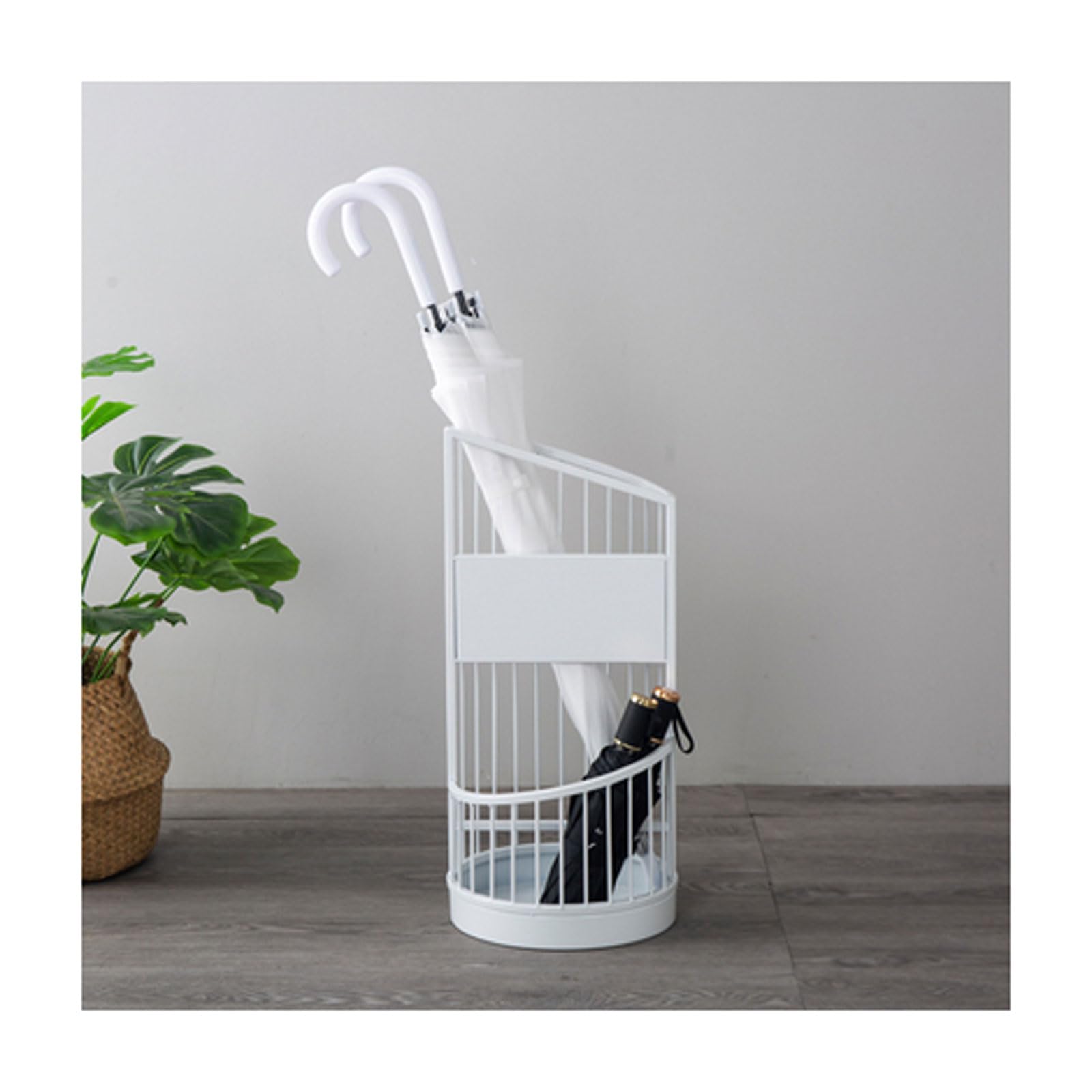 GHHVFEC Double-Layer Metal Umbrella Stand, Creative Iron Bucket for Short & Long Umbrellas, Stylish Corridor nizer (White - 30x61cm)