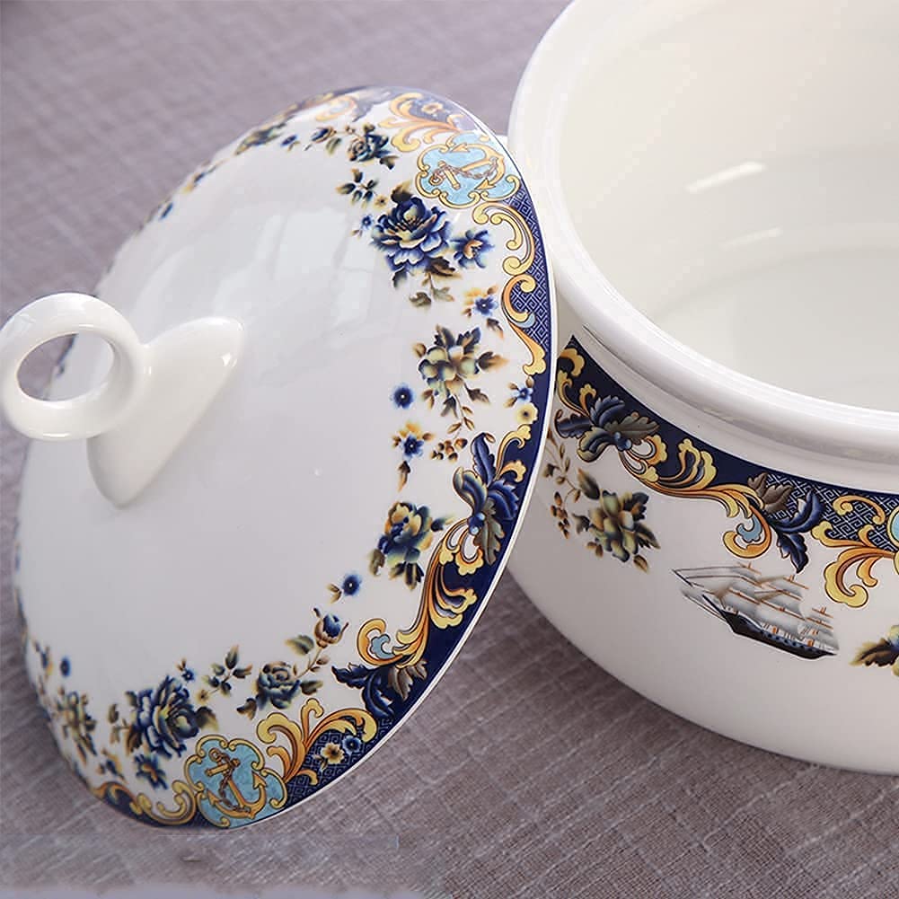 Zestawy zastawy stołowej zestaw naczyń, 58 szt., porcelana kostna porcelanowa zastawa stołowa zestaw z talerzami miseczkami i naczyniami, wzór żaglówki ceramiczny zestaw obiadowy (