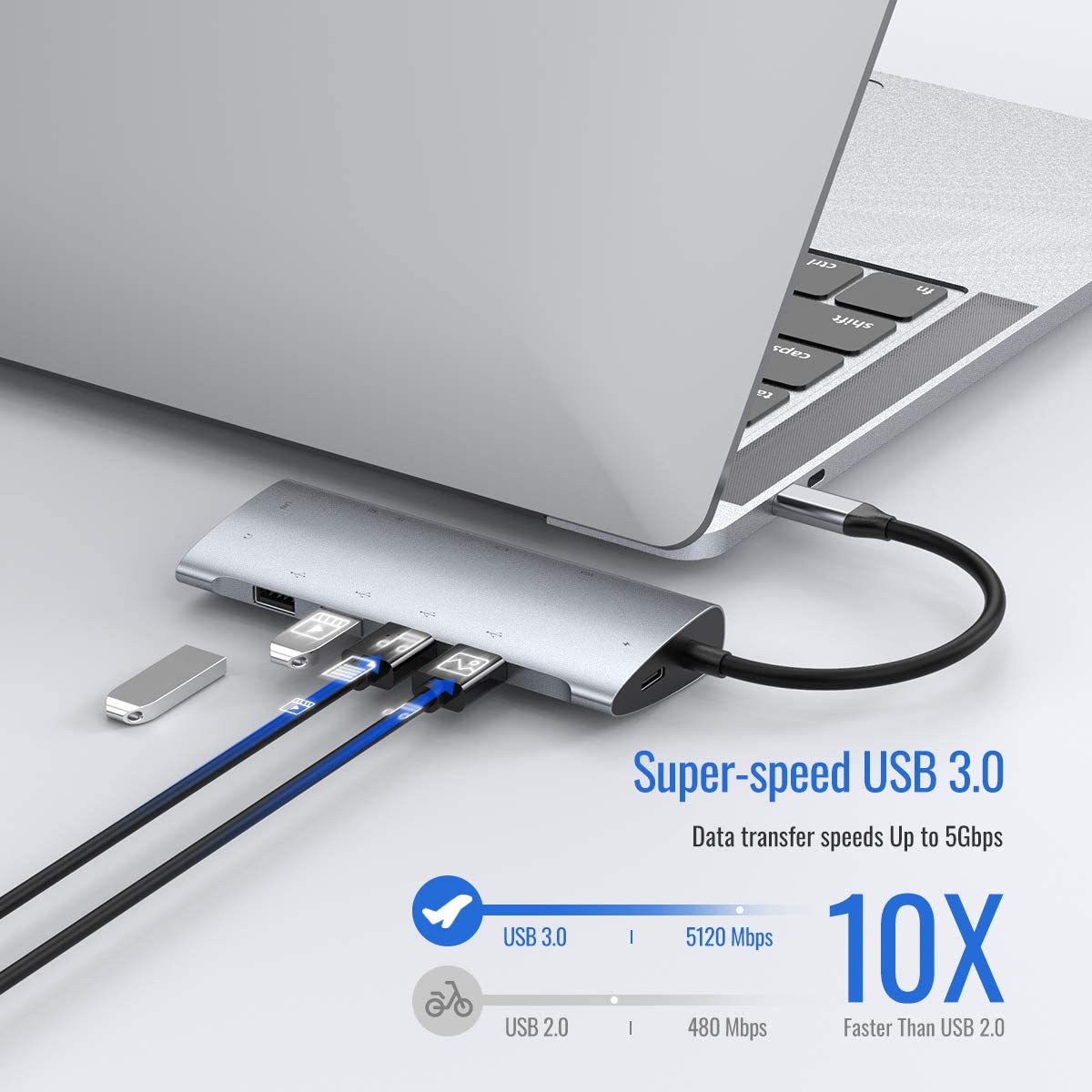 Hub USB C 11 in 1 Adattatore di tipo C con HDMI 4K, VGA, USB-C 100 W PD, 4 USB 3.0/2.0, RJ45 Ethernet, lettore di schede SD/TF, jack audio da 3,5 mm adatto per MacBook e altri laptop USB C