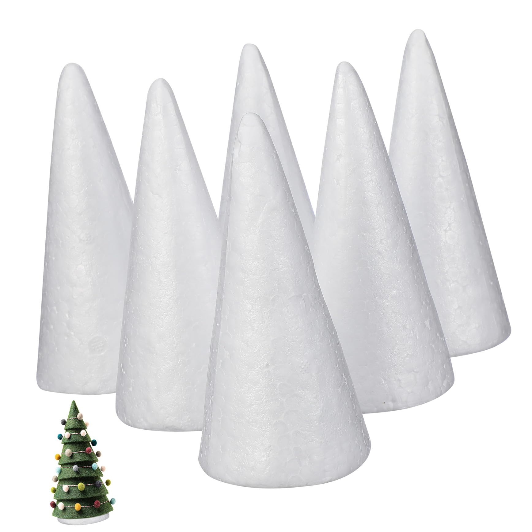 Styroporkegel zum Basteln, 12 Stück Schaumkegel DIY Weihnachtsschmuck Selber Machen Kind Basteln Schüttgut Kegelschaum Bastelbedarf Für Weihnachten Zapfen Schaumstoff-weihnachtshandwerk Kegelform Weiß