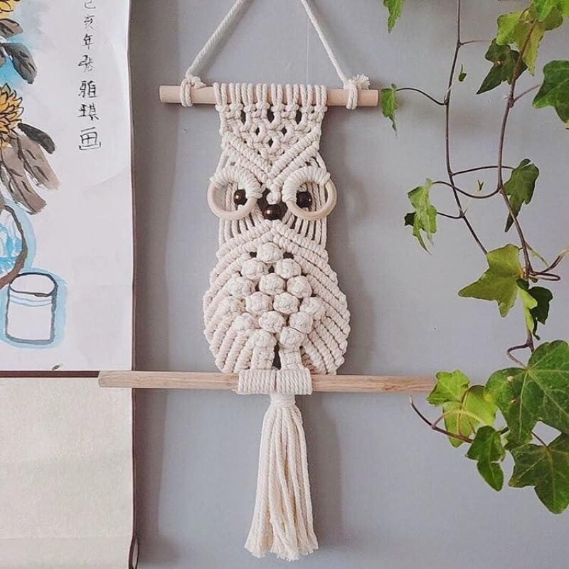 Hibou tissé main en style ethnique Lmovutcom suspension murale