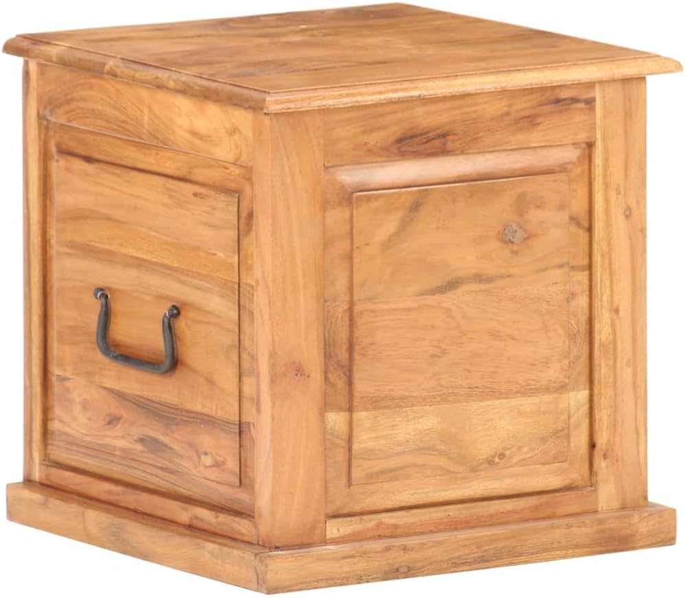 Solid Acacia Wood Square Storage Chest Small Trunk with Matte Handles for Bedroom Living Room Modern Minimalist Design