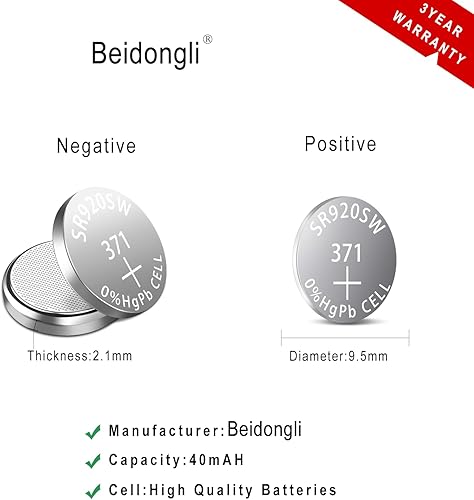 Miniatura 3 de SR920SW Pilas de botón AG6 371 V371 Paquete de 10 pilas alcalinas SR920SW 1.5V (paquete de 60)