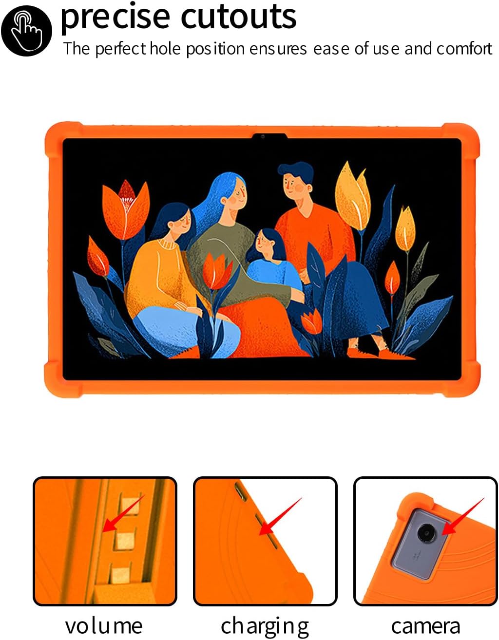 for Lenovo Idea Tab Plus(TB365FC) 2025 12.1 Inch Tablet Case,BOVUGAC Soft Silicone Adjustable Stand Shockproof Kids Friendly for Lenovo Tab K12 12.1" Tablet(Orange)