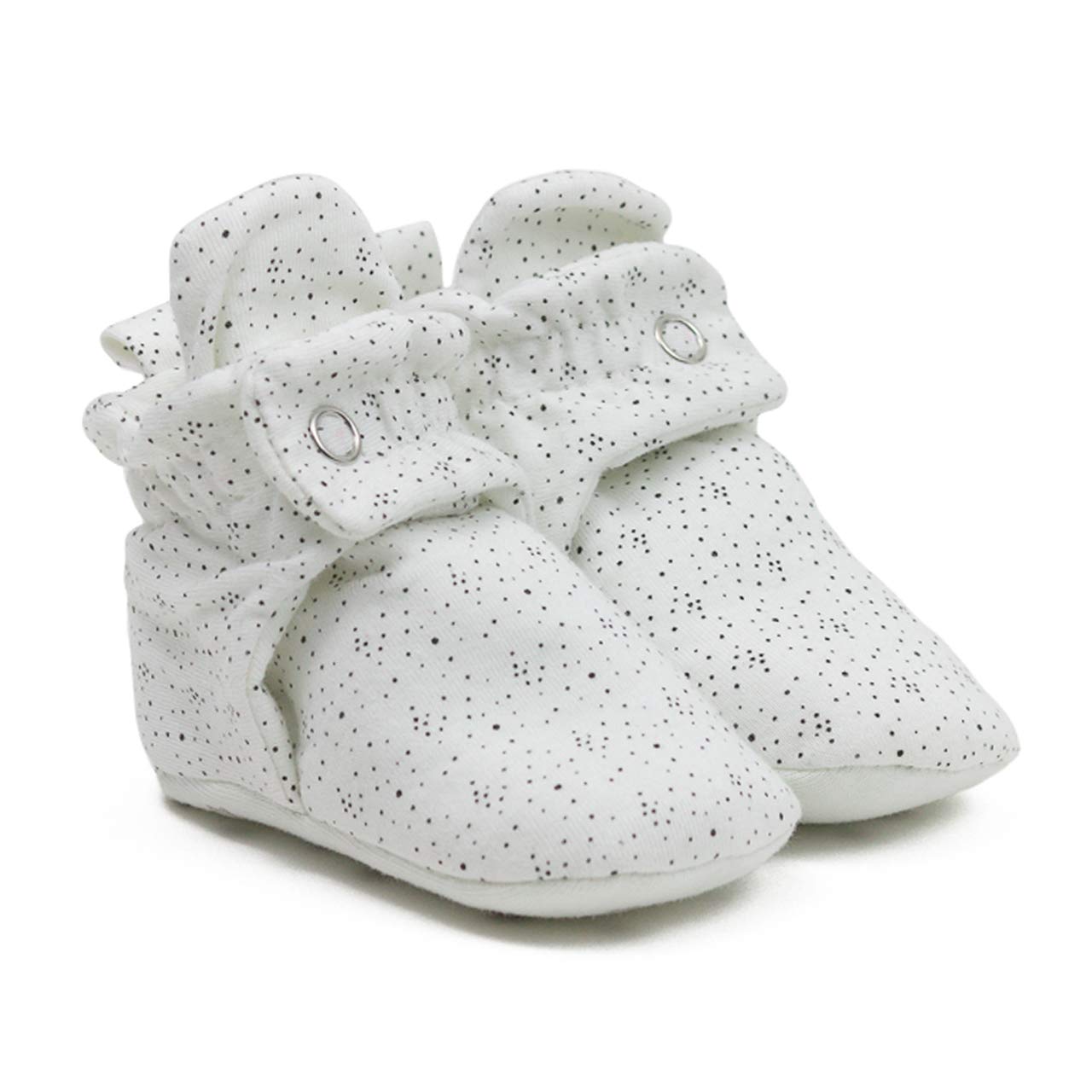 RobeezSpeckled White Snap Baby Booties for Girls