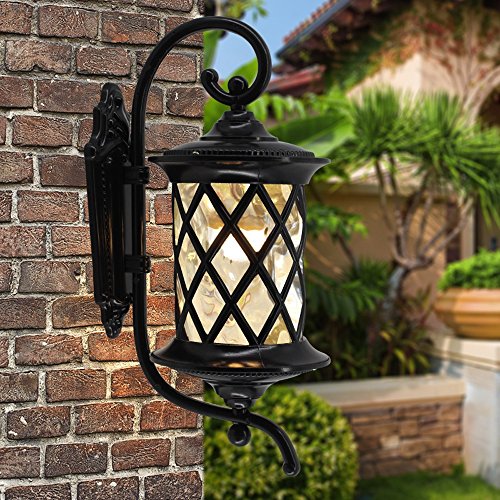 Lampe murale étanche IP65 en aluminium et verre de pluie rétro