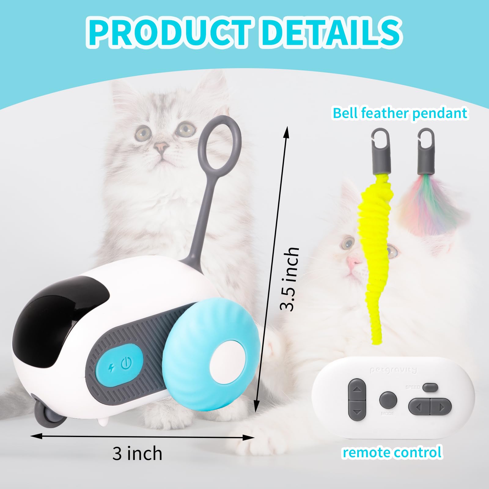 Cat Toy Samozatrudnienie, Cat Toy Elektryczne, Interaktywna 2-piórkowa zabawka kotów, Kontrolowalna obrotowość, Zabawka dla kota do samodzielnego zajęcia, zabawka dla kotów, elektryczna automatyczna