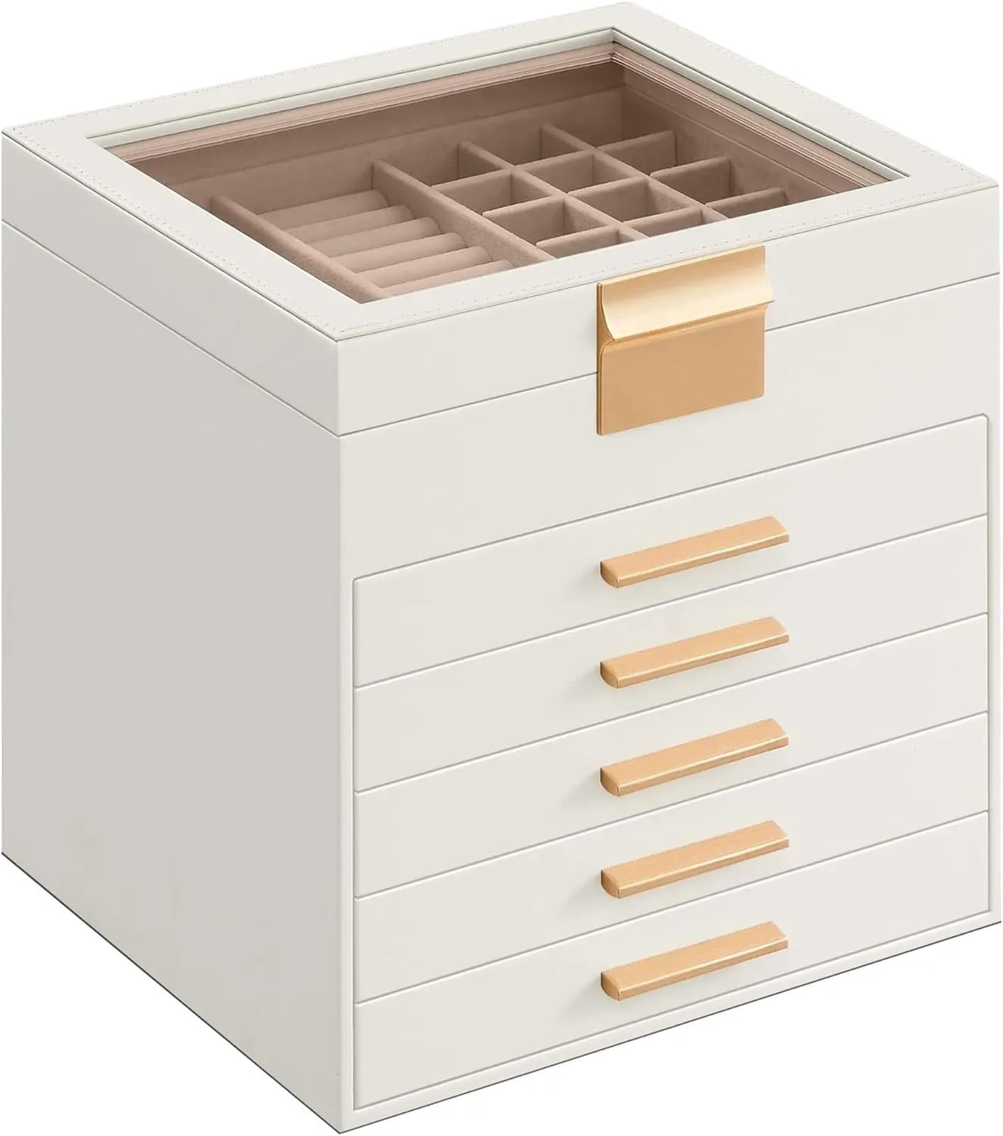 Coffret à bijoux grand format pour petits et grands avec organiseur de 6 niveaux