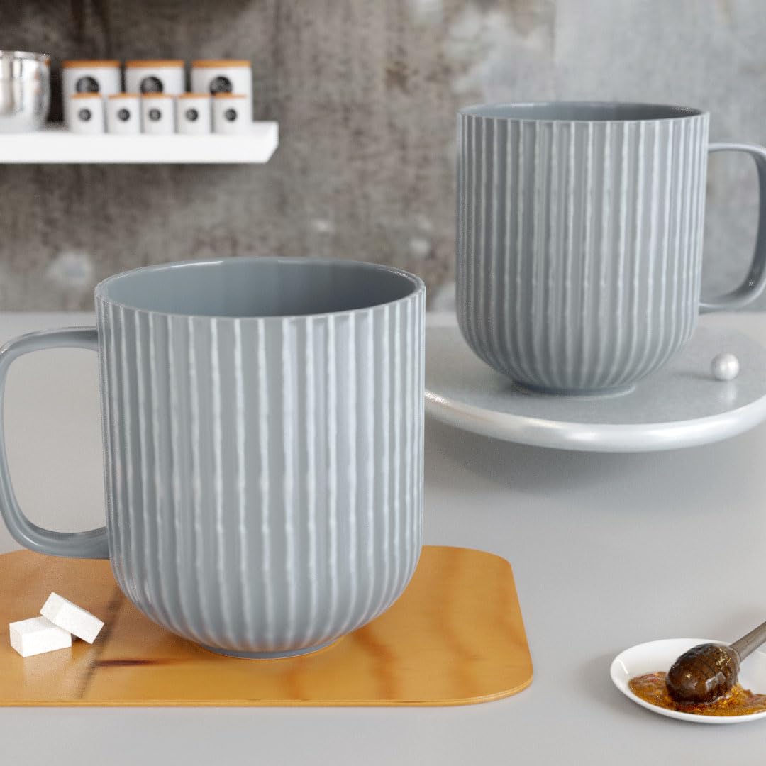 The Earth Store Coffee Mug Set of 2 Ceramic Mugs to Gift to Best Friend, Tea Mugs, Microwave Safe Coffee Mugs, Ceramic Tea Cups (330 ml Each, Fringe Grey) (B09QSRLKF1) Amazon Price History, Amazon Price Tracker