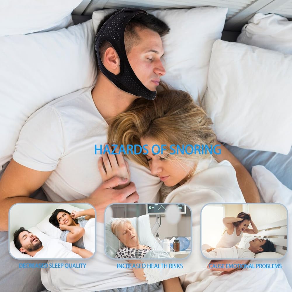Correa de barbilla para dormir, correa de barbilla para ronquidos, ajuste de respiración para adultos y niños, correa de barbilla antirronquidos, adecuada para varias bandas de cabeza,