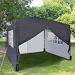 Pop-up Gazebo 3m x 3m with Sides & 4 Weight Bags & Silver Protective Layer Waterproof Marquee Canopy WS (Grey)