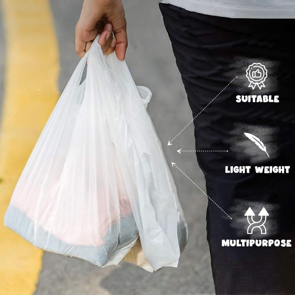 T Shirt Bags White Plastic Vest Carrier Bags – Commercial Shopping Bags