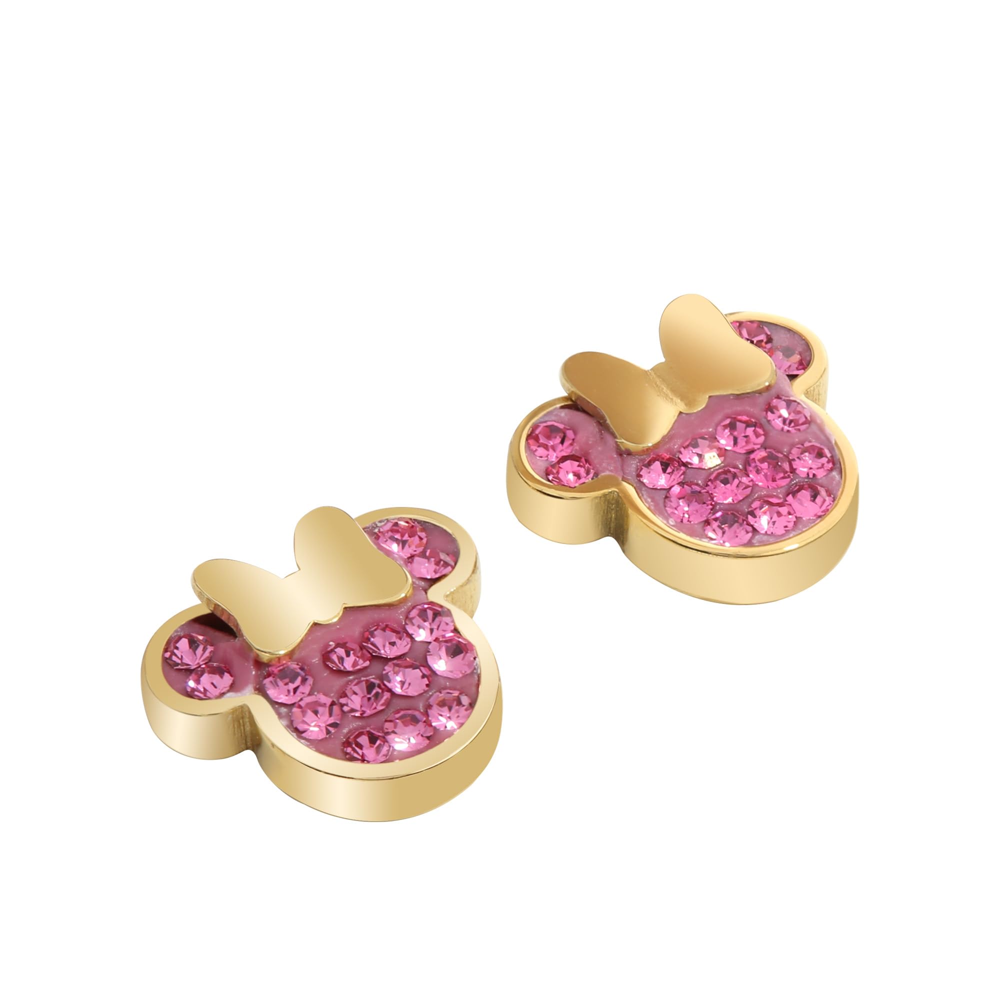 Orecchini Disney Minnie, Acciaio Inossidabile con Zirconi per Bambini e Bambine, Gioielli Disney