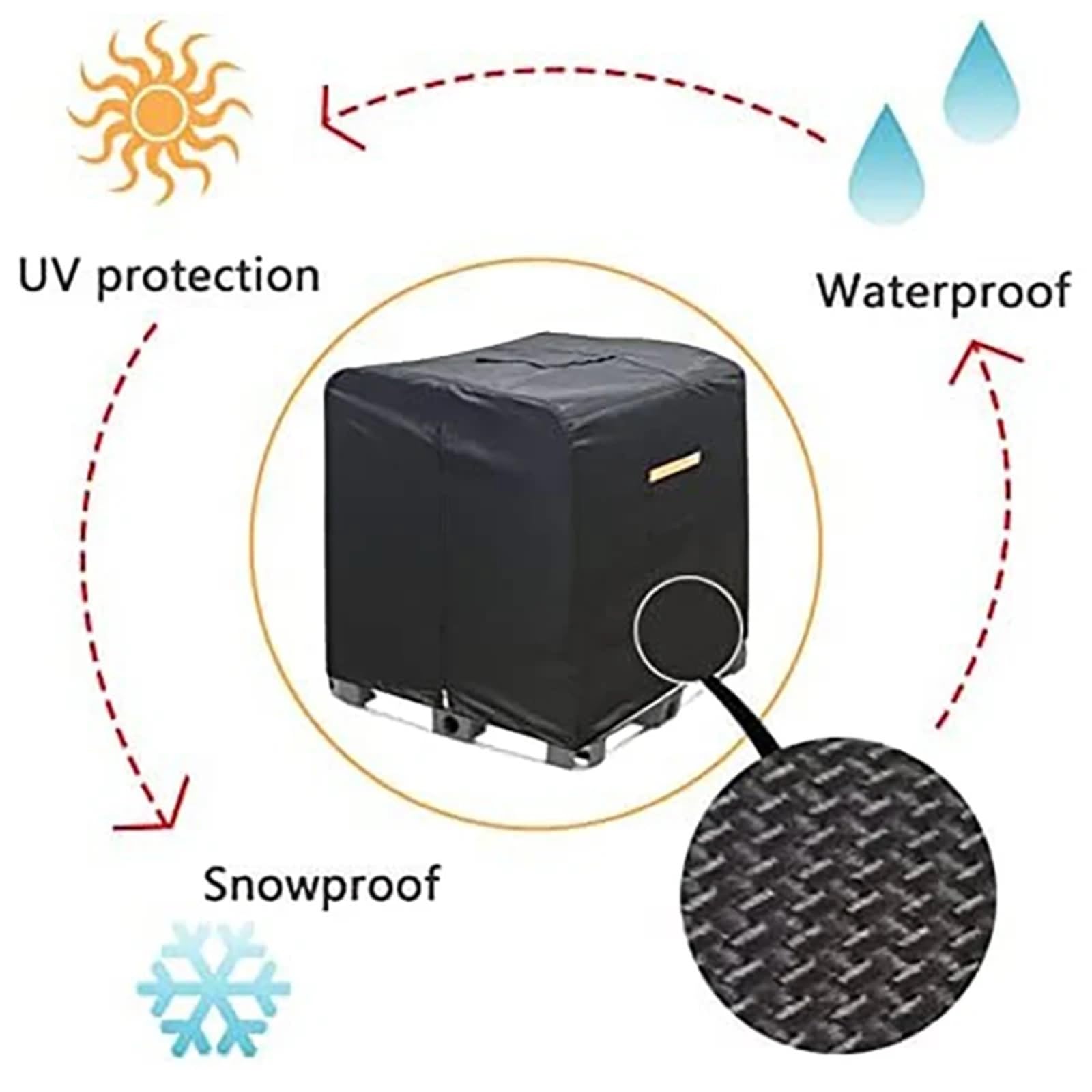 Cubierta de Tanque IBC Cubierta de tanque de agua IBC, cubierta de bolsa de 330 galones, cubierta de protección de jardín for exteriores de 1000L, Material protector solar resistente al agua con crema