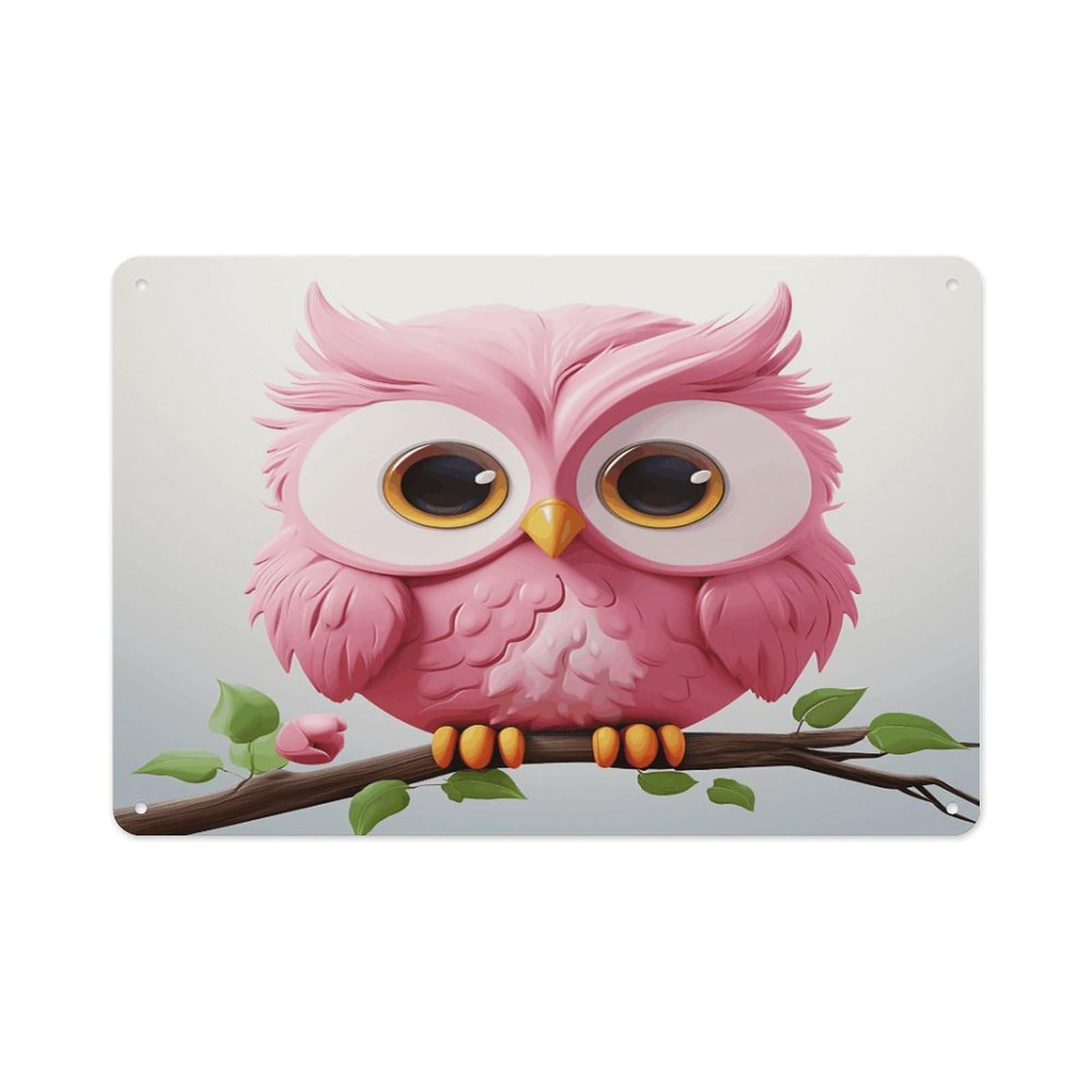 A Pink Owl Rectangle Aluminum Sign Vintage Horizontal Aluminum Plate Multi-Purpose Decoration Painting Farmhouse Style Metal Sign for Home Door Office Cafe
