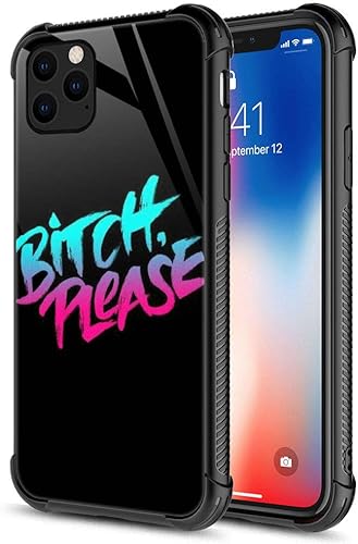 Carcasa para iPhone 11, color negro y rojo en diseño de veta de madera, para hombres y niños, diseño gráfico de cristal templado 9H, a prueba de