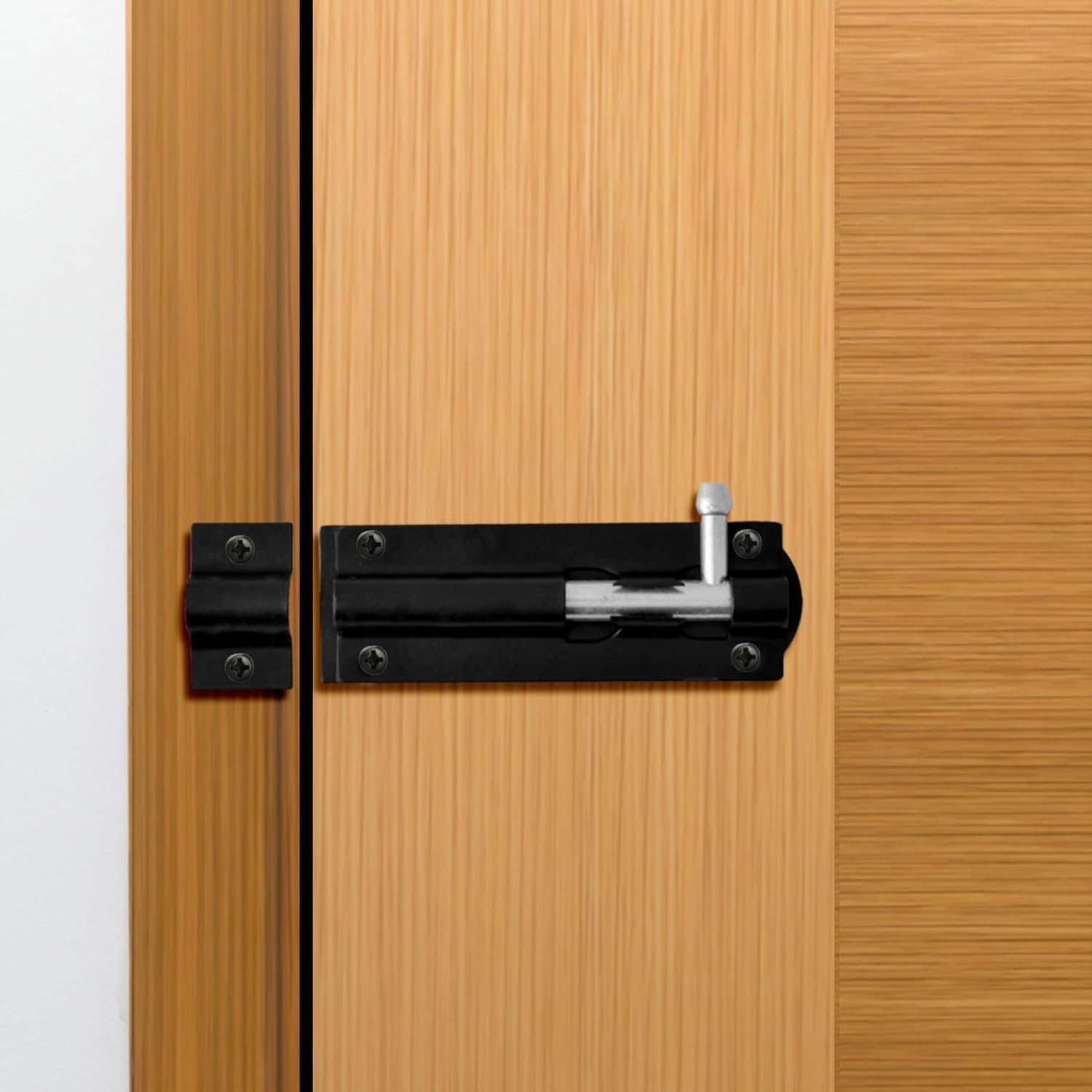 2 Pack Heavy Duty Tower Bolt Black 250mm (10"), Door Lock Bolt, Strong Black Coated Door Barrel Bolt - Image 4