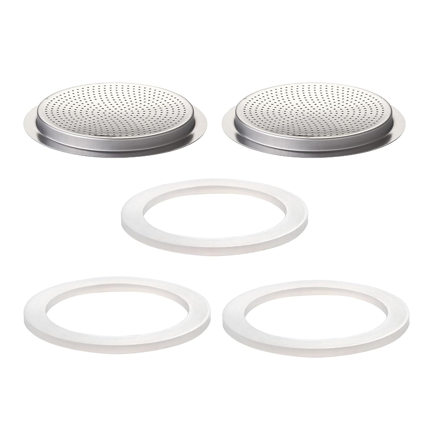 2Pcs Filter with 3Pcs Silicone Gasket Seals for 2 Cup Stovetop Espresso Coffee Maker Replacement Parts for Big