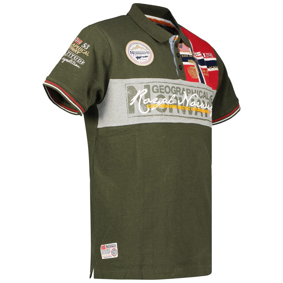 Geographical Norway Polo Homme Manches Courtes col boutonné | Détails logo, design contrasté, polo sportif, pour loisirs, quotidien et vacances